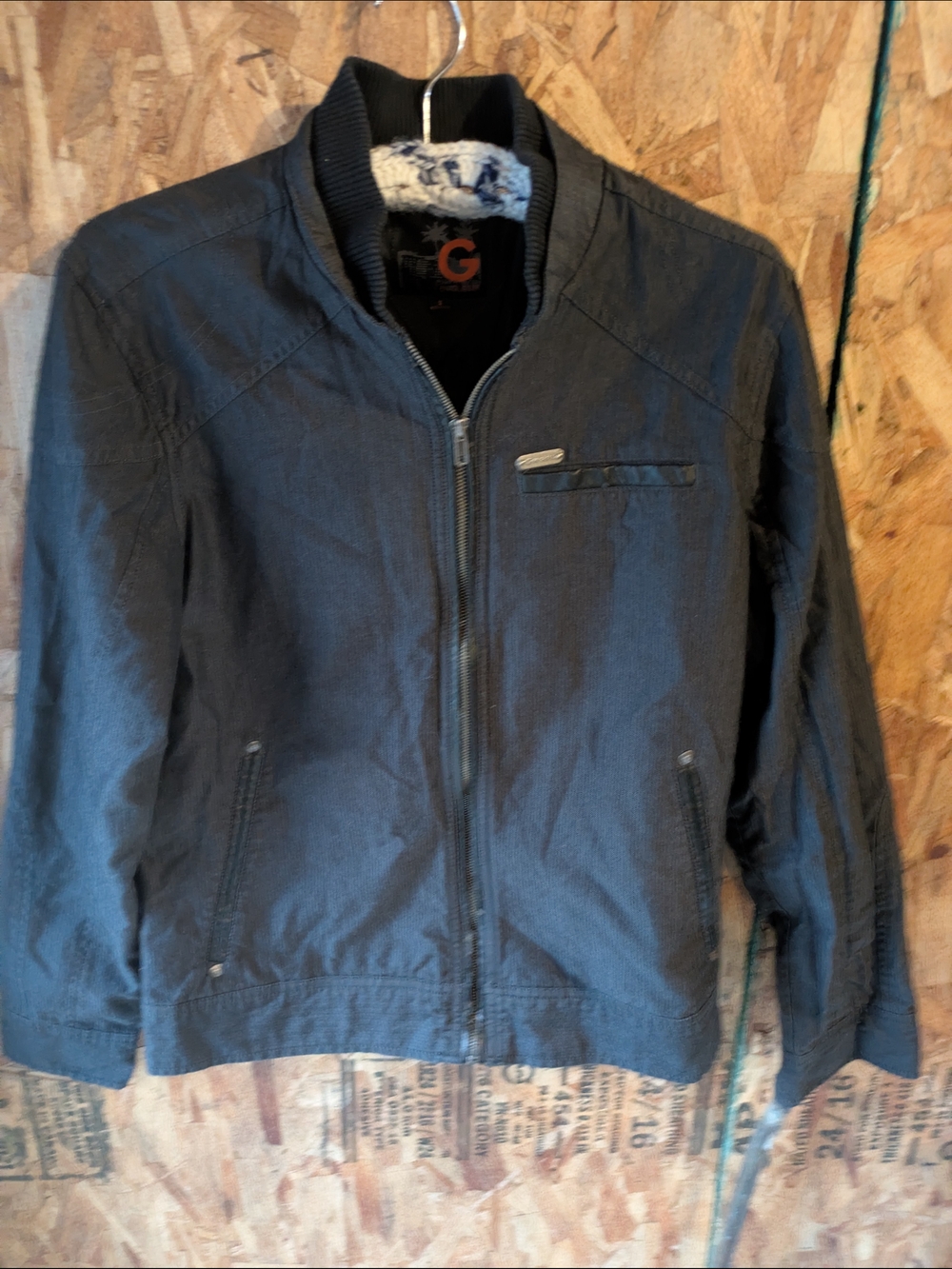G by Guess Men's Charcoal Gray Bomber Jacket